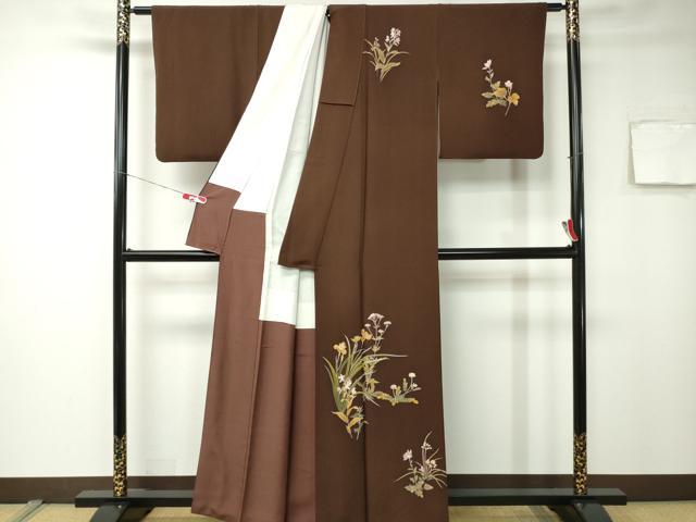平和屋着物●訪問着 刺繍 草花文 金彩 正絹 逸品 CAAK8365ev