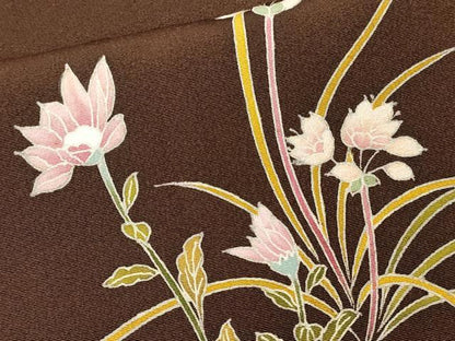 平和屋着物●訪問着 刺繍 草花文 金彩 正絹 逸品 CAAK8365ev