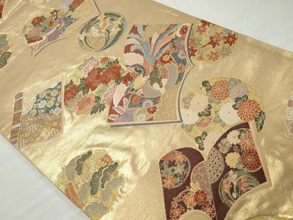 平和屋着物■六通柄袋帯 冊子鳳凰花丸文 正絹 逸品 CAAL0143ng