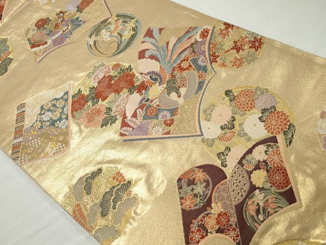 平和屋着物■六通柄袋帯 冊子鳳凰花丸文 正絹 逸品 CAAL0143ng
