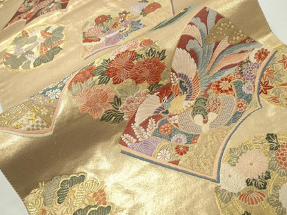平和屋着物■六通柄袋帯 冊子鳳凰花丸文 正絹 逸品 CAAL0143ng