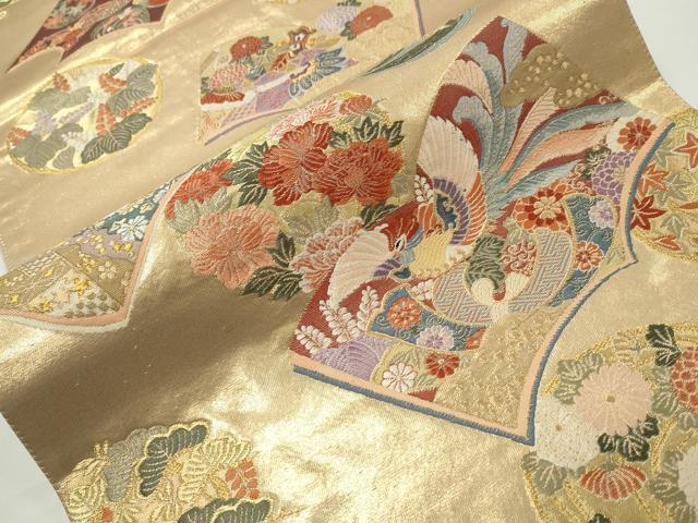 平和屋着物■六通柄袋帯 冊子鳳凰花丸文 正絹 逸品 CAAL0143ng