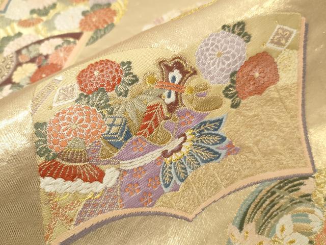平和屋着物■六通柄袋帯 冊子鳳凰花丸文 正絹 逸品 CAAL0143ng