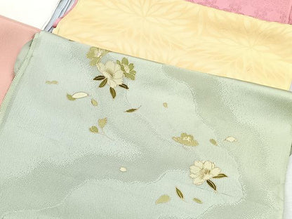 平和屋着物★和装小物　上質な帯揚げ10枚セット　刺繍　桜　舞蝶文　麻の葉　ぼかし染　金彩　丹後ちりめん　逸品　CAAL0420xi