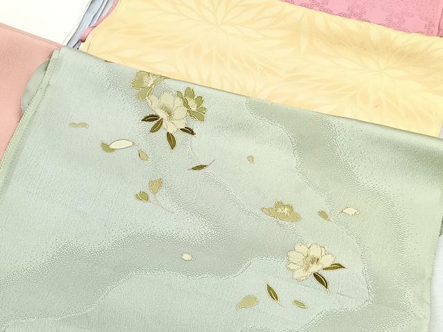 平和屋着物★和装小物　上質な帯揚げ10枚セット　刺繍　桜　舞蝶文　麻の葉　ぼかし染　金彩　丹後ちりめん　逸品　CAAL0420xi