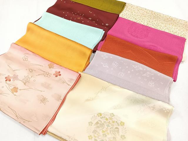平和屋着物★和装小物　上質な帯揚げ10枚セット　絞り　花鳥丸文　ぼかし染　金彩　丹後ちりめん　逸品　CAAL0425xi
