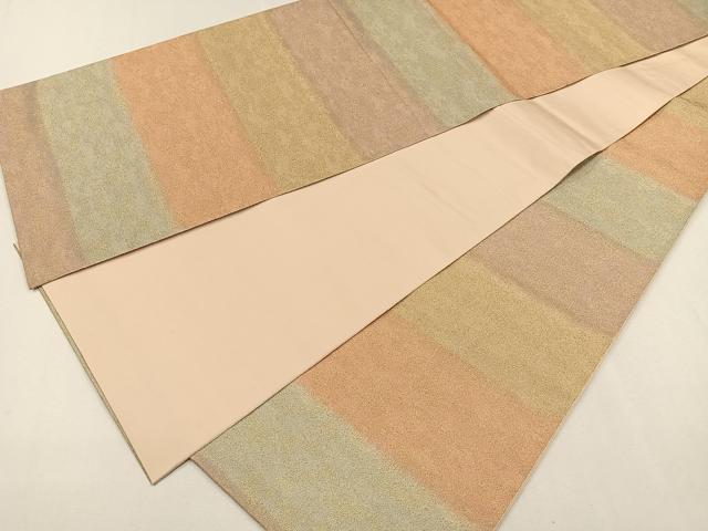 平和屋着物◎全通柄袋帯 霞文 金糸 正絹 逸品 CAAL2410ua