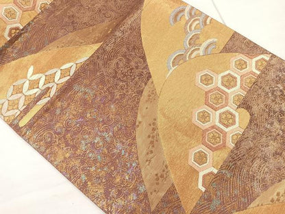 平和屋着物◎六通柄袋帯　遠山吉祥花唐草文　金糸　正絹　逸品　CAAL2421ua