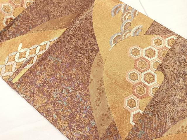 平和屋着物◎六通柄袋帯　遠山吉祥花唐草文　金糸　正絹　逸品　CAAL2421ua
