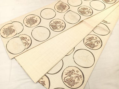 平和屋着物◎六通柄袋帯 風景丸文 正絹 逸品 CAAL2423ua