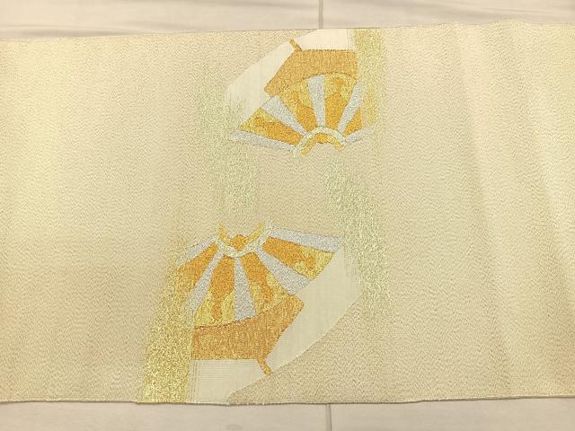 平和屋着物◎太鼓柄袋帯　片輪車文　金糸　正絹　逸品　CAAL2425ua