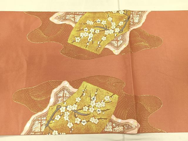 平和屋着物◎六通太鼓柄袋帯 地紙流水枝梅文 金銀彩 正絹 逸品 CAAL2433ua