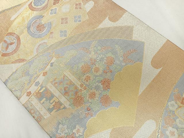 平和屋着物◎宝珠佐賀錦　六通柄袋帯　地紙草花文　金糸　正絹　逸品　CAAL2470ua