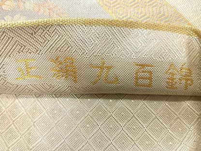 平和屋着物◎宝珠佐賀錦　六通柄袋帯　地紙草花文　金糸　正絹　逸品　CAAL2470ua