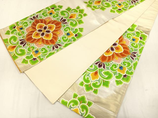平和屋着物◎六通柄袋帯 花唐草文 金糸 正絹 逸品 CAAL2487ua