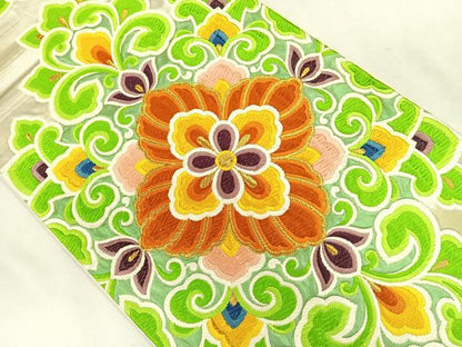 平和屋着物◎六通柄袋帯 花唐草文 金糸 正絹 逸品 CAAL2487ua