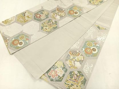 平和屋着物◎六通柄袋帯 花鳥紋 金銀糸 正絹 逸品 CAAL2490ua