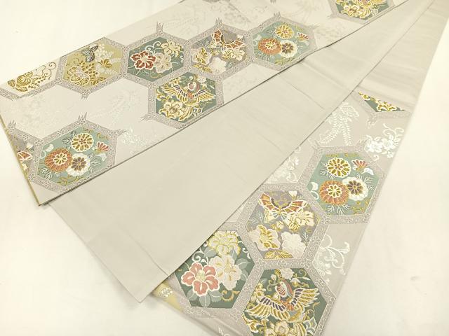 平和屋着物◎六通柄袋帯 花鳥紋 金銀糸 正絹 逸品 CAAL2490ua