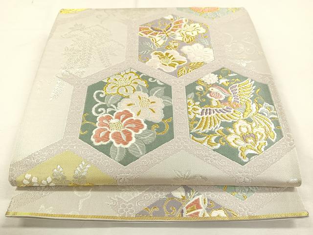 平和屋着物◎六通柄袋帯 花鳥紋 金銀糸 正絹 逸品 CAAL2490ua