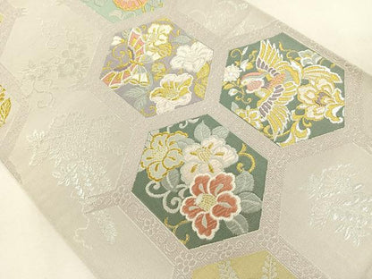 平和屋着物◎六通柄袋帯 花鳥紋 金銀糸 正絹 逸品 CAAL2490ua