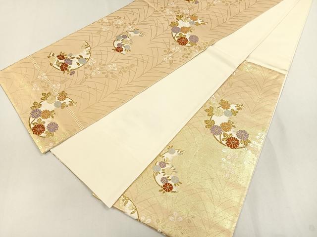 平和屋着物◎六通柄袋帯 草花文 金糸 引箔 正絹 逸品 CAAL2498ua