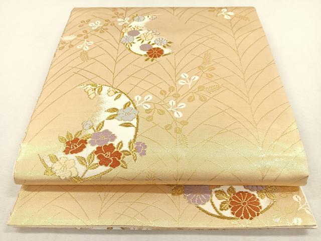 平和屋着物◎六通柄袋帯 草花文 金糸 引箔 正絹 逸品 CAAL2498ua