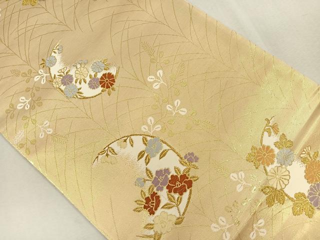 平和屋着物◎六通柄袋帯 草花文 金糸 引箔 正絹 逸品 CAAL2498ua