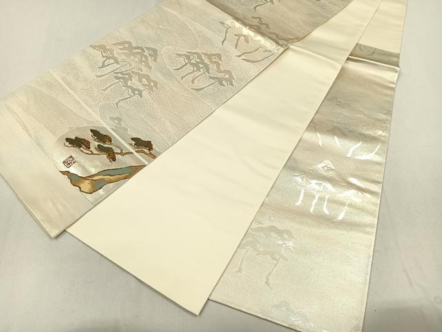 平和屋着物◎六通柄袋帯 流水松文 引箔 正絹 逸品 未使用 CAAL2512ua