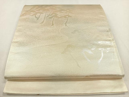 平和屋着物◎六通柄袋帯 流水松文 引箔 正絹 逸品 未使用 CAAL2512ua