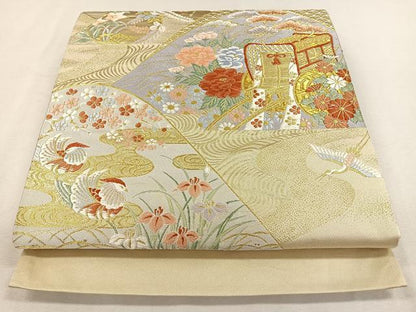 平和屋着物◎六通柄袋帯 山取桃山小袖 金糸 正絹 逸品 CAAL2522ua