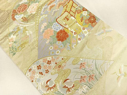 平和屋着物◎六通柄袋帯 山取桃山小袖 金糸 正絹 逸品 CAAL2522ua