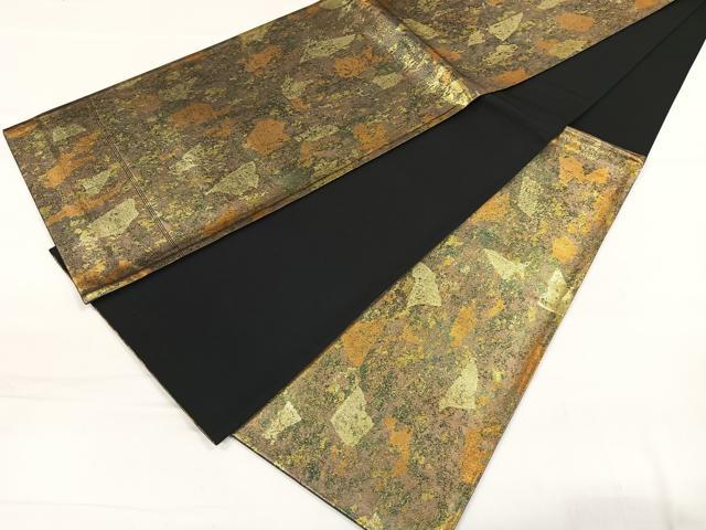 平和屋着物◎六通柄袋帯　霞文　引箔　正絹　逸品　CAAL2567ua
