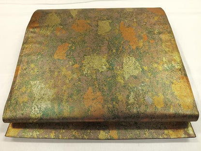 平和屋着物◎六通柄袋帯　霞文　引箔　正絹　逸品　CAAL2567ua