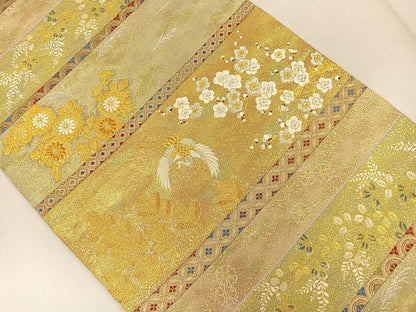 平和屋着物◎六通柄袋帯 王朝蒔絵 金銀糸 引箔 正絹 逸品 CAAL2616ua