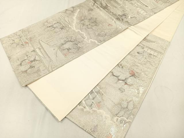 平和屋着物◎六通柄袋帯　古京錦　風景文　二重引箔　正絹　逸品　CAAL2633ua