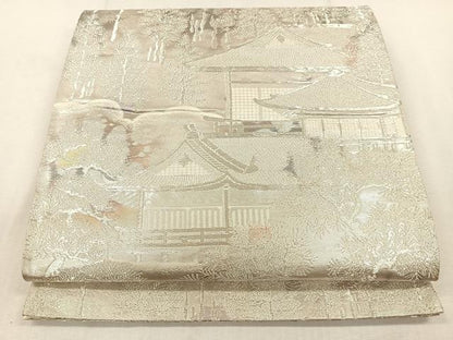平和屋着物◎六通柄袋帯　古京錦　風景文　二重引箔　正絹　逸品　CAAL2633ua