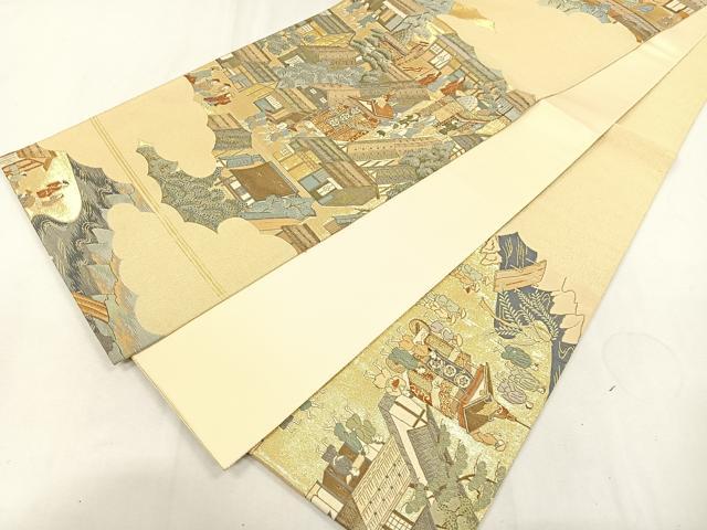 312y51◆蝶々文 袋帯 六通 打出の小槌 笙◆状態良好 成人式 結婚式 平和屋着物□六通柄袋帯 花蝶文 逸品 cm2737