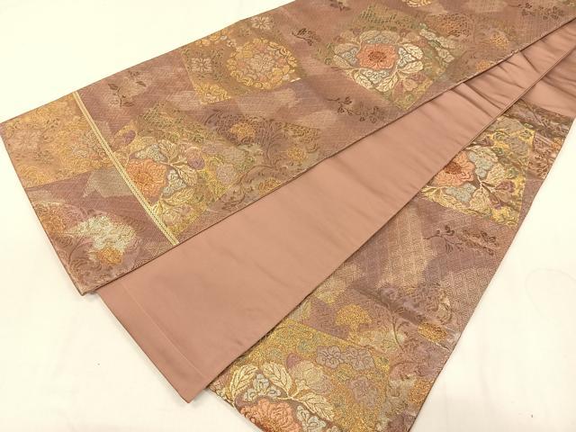 平和屋着物◎六通柄袋帯 色紙花文 金銀糸 引箔 正絹 逸品 CAAL2652ua