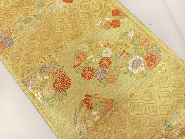 平和屋着物◎佐賀錦　六通柄袋帯　天井花丸文　金糸　正絹　逸品　CAAL2658ua