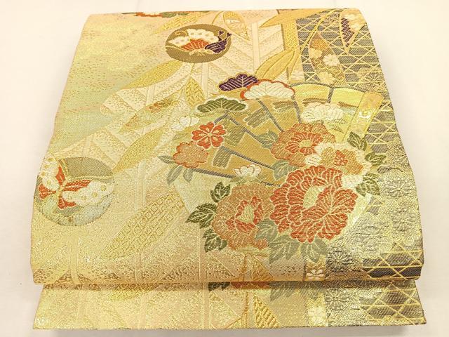 平和屋着物◎佐賀錦　六通柄袋帯　花蝶文　金糸　正絹　逸品　CAAL2659ua