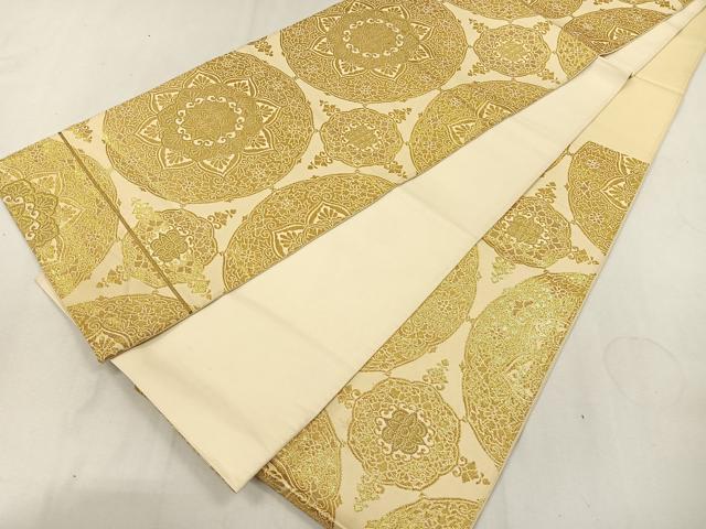 平和屋着物◎六通柄袋帯 正倉院花文 金糸 正絹 逸品