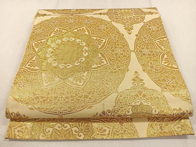 平和屋着物◎六通柄袋帯 正倉院花文 金糸 正絹 逸品 CAAL2660ua