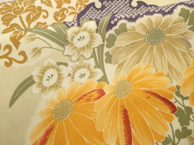 平和屋着物■六通太鼓柄京袋帯 駒刺繍 雪輪花唐草文 金糸 正絹 逸品 CAAL2996in