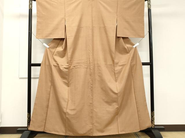 平和屋着物●上質な紬 色無地 伽羅色 正絹 逸品 CAAR8046vf