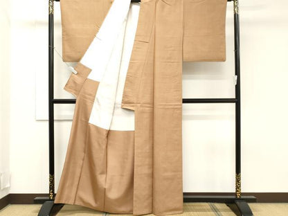 平和屋着物●上質な紬 色無地 伽羅色 正絹 逸品 CAAR8046vf