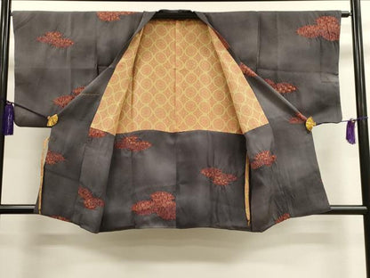 平和屋着物■道行コート 雲重ね花文 暈し染め 金彩 正絹 逸品 CAAL4136dy