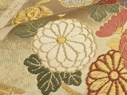 平和屋着物●六通柄袋帯 唐織 天井草花文 金糸 正絹 逸品 CAAL4951th