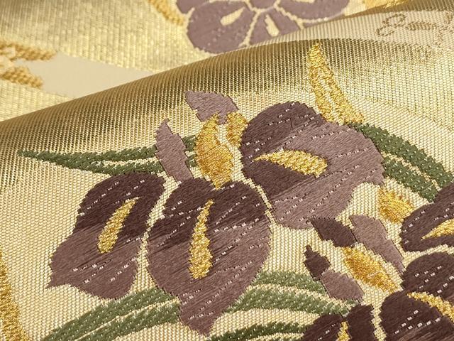 平和屋着物●六通柄袋帯 唐織 天井草花文 金糸 正絹 逸品 CAAL4951th