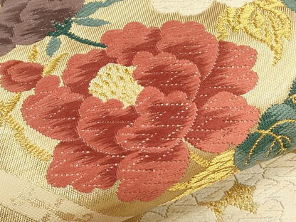 平和屋着物●六通柄袋帯 唐織 天井草花文 金糸 正絹 逸品 CAAL4951th