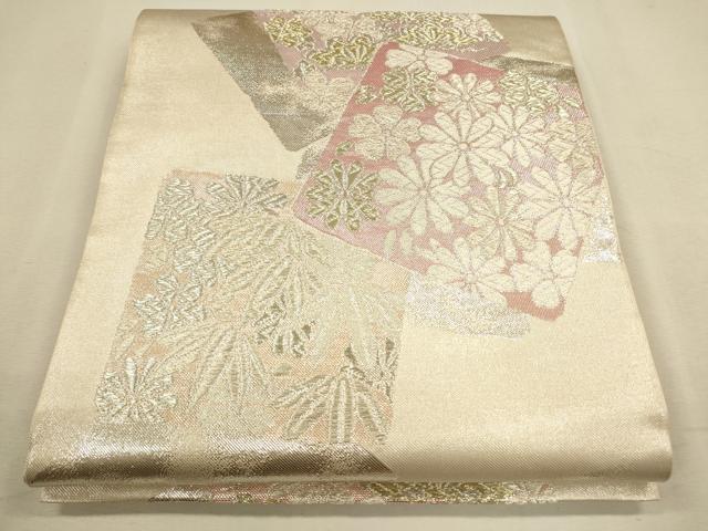 平和屋着物●六通柄 本袋帯 唐織 色紙重ね花文 金銀糸 正絹 逸品 CAAL5136th